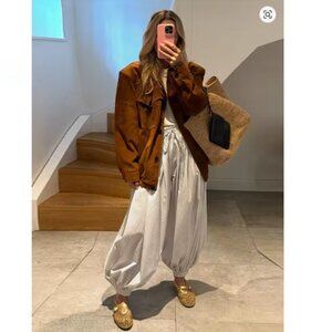 White Bloomers Pants for Women Y2K stripes balloon Aladdin